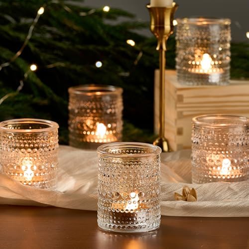 24 Pack Clear Glass Votive Candle Holders, Vintage Candle Holder for Floating Candle, Tealight Candle Holder for Table Centerpieces Home Bridal Shower Birthday Christmas Wedding Party Table Decoration - Image 3