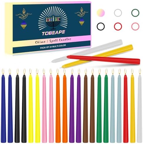 Tobeape 10 Inch Colored Taper Candle Sticks 24 Pack, Unscented & Dripless by Tobeape