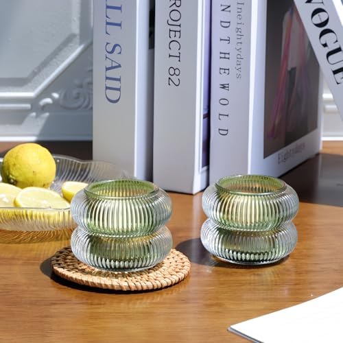 Woho Green Glass Votive Candle Holders Set of 6 for Spring Wedding Table - Image 4