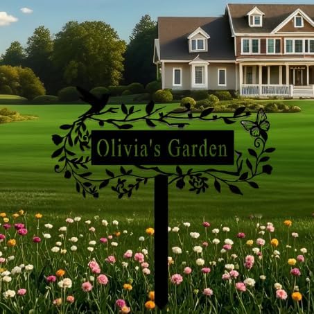 Personalized Garden Signs Custom Metal Signs Outdoor Garden Stake Signs with Name Garden Decor for Outside Funny Garden Signs Pattern 10inch