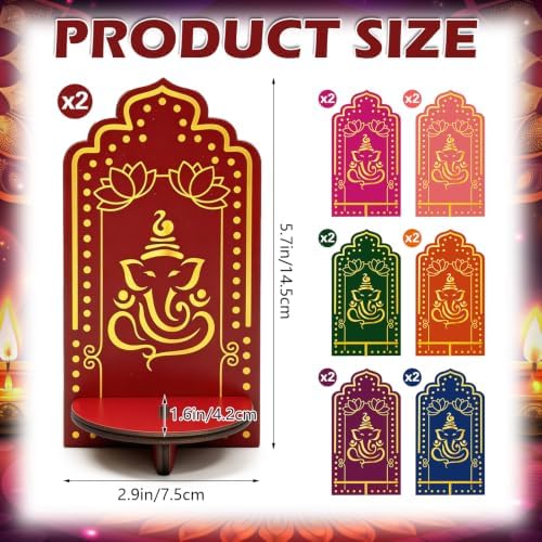14 Pack Diwali Lotus Wooden Tea Light Diya Holder - Image 2