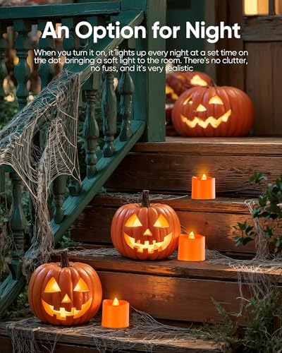 Homemory Orange Flameless LED Votive Tealight Candles & Timer Remote,24Pack - Image 5