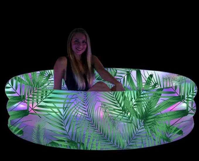 Poolcandy Inflatable Sunning Pools for up to 3 Adults (Illuminated LED Tropical Palms Day & Night Inflatable Sunning Pool)