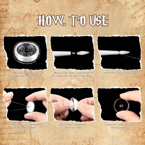 12 Pcs Hanging Floating Candles with Wand Remote, Magic LED Flying Taper Candles Battery Operated, Flickering Warm White Flameless Window Decor for Halloween Party, Christmas & Themed Events - Image 4
