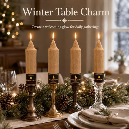 5 Inch Short Tapered Candles Unscented Wood Vintage Candles for Home Decor - Image 6