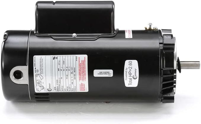 Century 2 HP Pool and Spa Pump Motor, Capacitor-Start/Run, 230V, 56C Frame Black SK1202-1 Each