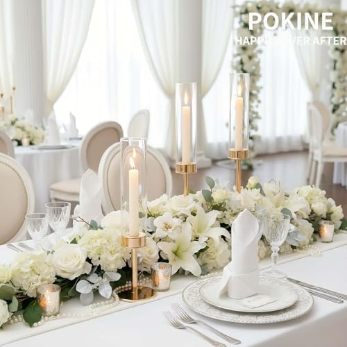 POKINE Gold Candle Holders Set of 3 for Taper Candle Holders - Image 4