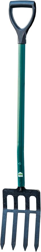 Steel-Handle Garden Fork, 42 Inch Tall, High-Strength Steel Construction