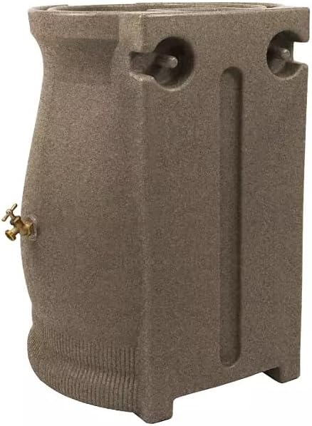 Rain Wizard Decorative Urn Rain Barrel, Durable polyethylene Resin, with Brass Spigot, Flat-Back Design,Perfect for Gardening Any Home (Sandstone, 50 Gallon)