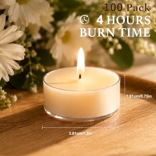 Tea Lights Candles, Votive Candles Bulk 100 Pack, 4 Hour - Image 2