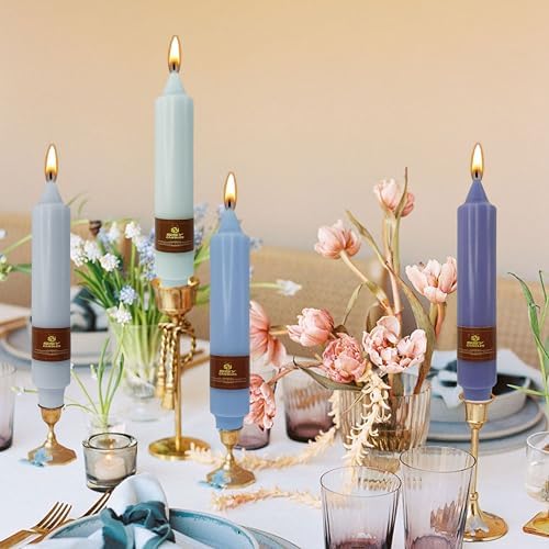 Smokeless Candlesticks Unscented Taper Candles Gradient Blue Dinner Candle 7 inch 4 PCS Candles Sticks for Home Holiday Wedding Party Decoration - Image 2