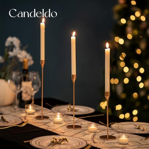 Candeldo Gold Taper Candle Holders, Tall Candlestick Holder Set of 6 - Image 2