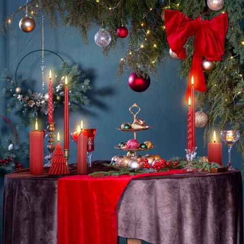 Nuanchu 8 Pcs Christmas Spiral Taper Candles Smokeless, Red - Image 6