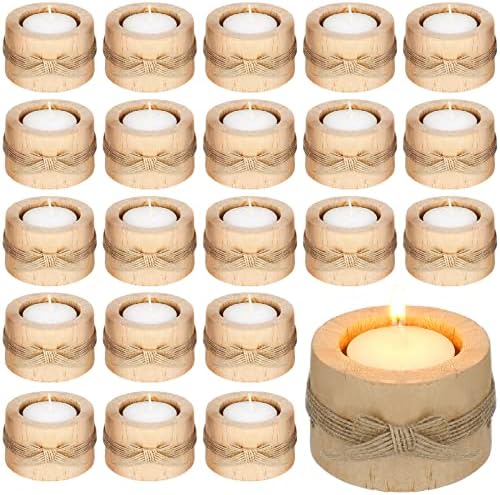 Ctosree Wooden Tealight Candle Holder Wedding Party Favor for Guest, 50 Pcs by Ctosree
