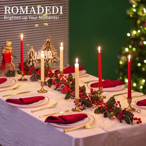 Romadedi Gold Candlestick Candle Holders for Taper, 12 PCS Gold Brass Color Candle Stick Candle Holder for Table Centerpiece, Wedding Reception, Festive Christmas Mantel Decoration or Home Decor - Image 3
