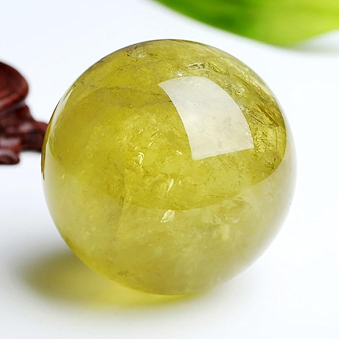 1.6-2 inch Natural Citrine Crystal Ball with Stand, Hand Polished Yellow Quartz Sphere, Reiki Healing Crystal Sphere, Energy Balancing Stone Crafts, Feng Shui Home Desktop Ornament