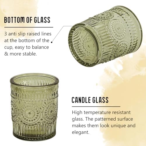 36 Pcs Green Glass Votive Candle Holders, Tealight Candle Holders for Table Centerpieces, Vintage Candle Holder Bulk, Boho Wedding, Home, Bridal Shower, Birthday Party Table Decor (Green) - Image 3
