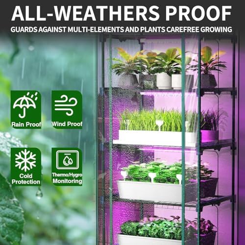 Mini Green House with Grow Light, 4-Tier Shelf, Portable Plastic Greenhouses with Heavy Duty Transparent PVC with Plant Growing Lights - Image 5