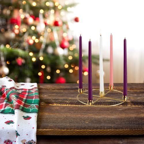 Brass Advent Wreath with 5 Candle Holders, Religious Holiday Decor, 11 Inches - Image 6
