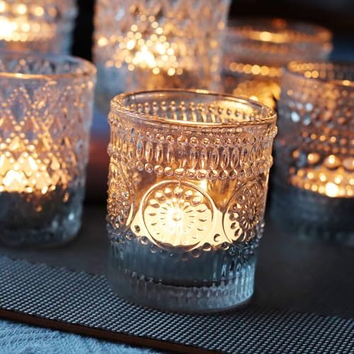 Clear Votive Candle Holders, 3 Patterns 24 pcs Glass Tealight Candle Holders for Christmas Wedding Table Centerpiece Birthday Party - Image 4