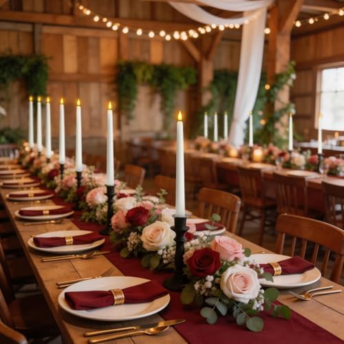 Homemory 48Pcs 11 inches White LED Taper Candles, Flameless Taper Candles with Remote Timer Dimmer, Plastic Battery Operated Candlesticks with Flickering Flame for Halloween Christmas Wedding Party - Image 4