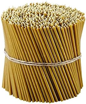 Danilovo Pure Beeswax Candles - Honey-Scented, Decorative Thin Taper Candles - Ideal for Birthday Decoration or Church Prayers - Drip Free, Tall & Smokeless Pack of 200 pcs, 6.5 x 0.22 inch by Danilovo