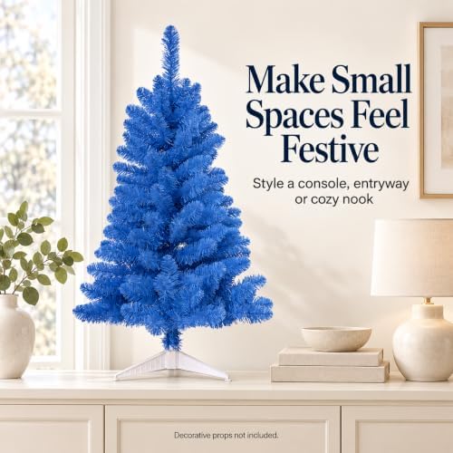 3FT Artificial Christmas Tree with String Lights – Tabletop Small Xmas Tree for Desk, Office, or Small Spaces – Full Branches, Easy Assembly, Holiday Decoration (Baby Blue) - Image 3