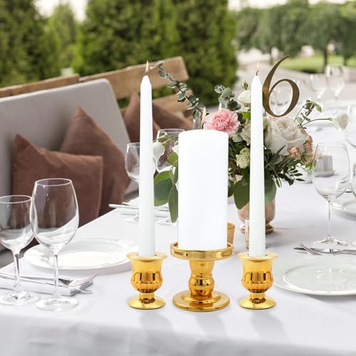 Gold Unity Candle Holder - Glass Candle Holders for Pillar Candles Taper Candles, Glass Candlestick Holders Set of 3, Decorative Clear Glass Candlestick Holder for Wedding Table Dinning Centerpiece - Image 7