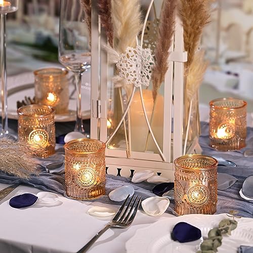 DEVI 24pcs Gold Glass Votive Candle Holders, Wedding Decorations, Gold Centerpieces for Tables, Bridal Shower Fall Party Home Table Decor - Image 3