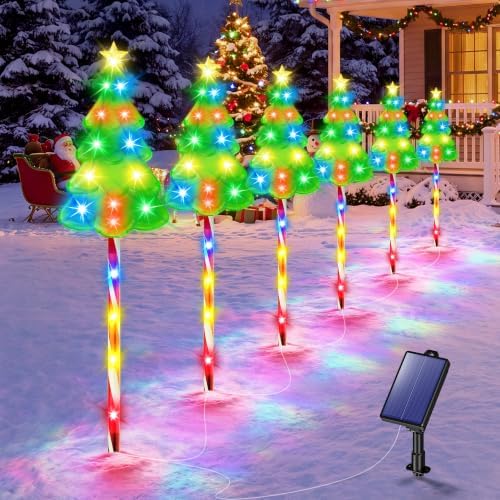 Solar Christmas Decorations, Christmas Tree Pathway lights Outdoor by AOUNQ