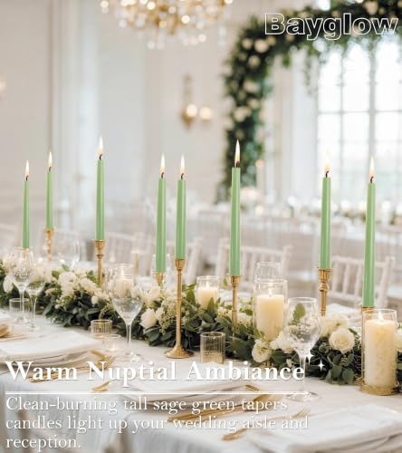 Sage Green Taper Candles - 12 Pack 10 Inch Green Candlesticks for Dripless Unscented Long Burning Tall Tapered Candle Sticks for Easter Spring Home Decor Dinner Holidays Weddings Events - Image 6