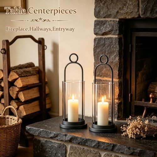 Wall Candle Sconces Hurricane Candles Holder, Modern Pillar Candle Lantern - Image 3