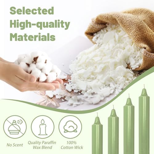 NJAO HOO Light Green Candlesticks 8 Inch Unscented Taper Candle Dripless Handmade Colored Candles for Home Decor Dinner Table Kitchen and Bedroom, 4 Pack - Image 4