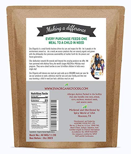 Organic Kalonji Seeds 1.5 LB - Whole Black Seed, Nigella Sativa, Black Cumin - from Jiva Organics