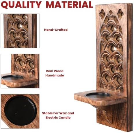 Wall Candle Sconces Set of 2, 16 Inch–Natural Burnt Finish - Image 4