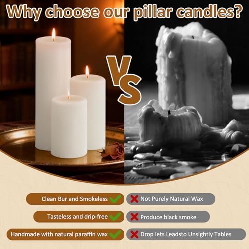 48-Pack White Pillar Candles Bulk Set - Image 3
