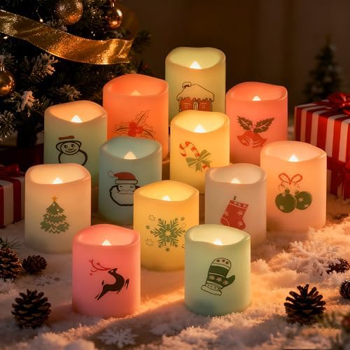 Christmas Color Changing Battery Operated Flameless Votive Candles 12 PCS by CANDLE+CHOICE