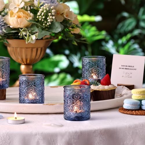 Volens 24pcs Blue Votive Candle Holders for Table Centerpiece, 2.16"x2.65"H - Image 5