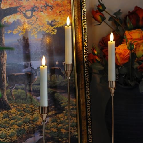 Yeelida Battery Operated Flameless Taper Candles with Two Remote Timer, 6.4" LED 3D-Wick Window Candles, Flickering Long-Lasting Warm Light Electric Pack of 6 Flameless Candlesticks (0.78" Dia,Ivory) - Image 5