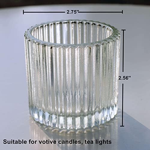 VOHO 12pcs Clear Votive Candle Holders Wedding Centerpieces for Tables - Image 7