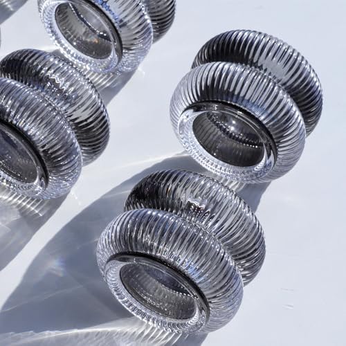 Woho Smoke Grey Votive Candle Holders Ribbed Glass Set of 6 for Home Decor - Image 4