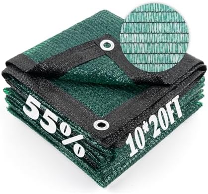 Sun Shade Cloth with Grommets for Garden, 55% 10x20ft, Dark Green by CoolArea