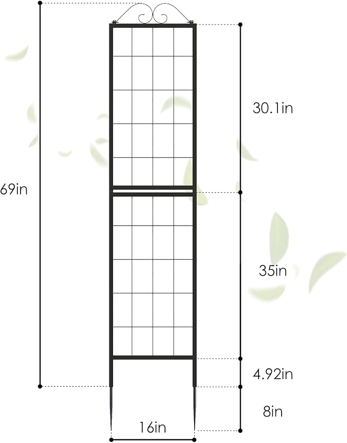 Zhongma Metal Garden Trellises Heavy Duty Plant Support Trellis(16"x 77"H A-Frame)