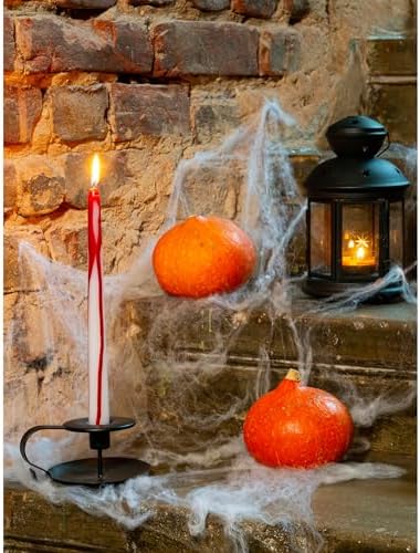 CANDWAX 10 inch Taper Candles Set of 12 - Dripless Candlesticks Burning for 8 Hours - No Drip Tapered Candles Ideal as Halloween Decor - Blood White - Image 6