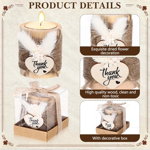 Mtlee 20 Sets Baptism Candle Favors for Guests, White1, Thank You - Image 5