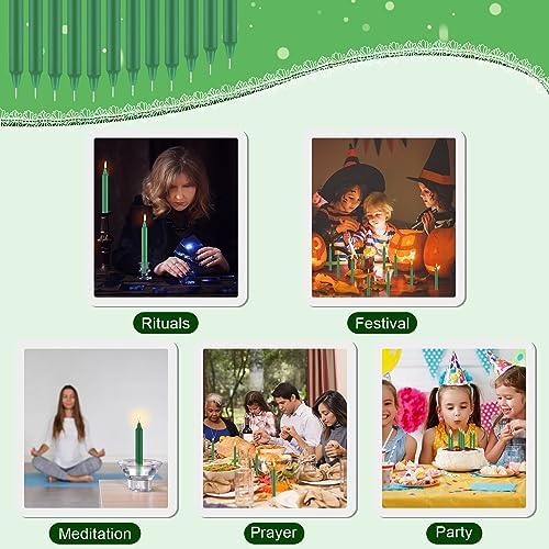 Tobeape 24 Pack Green Spell Chime Candles, 4" Unscented Mini Taper Candles - Image 3
