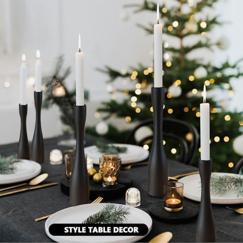 Candle Holder Black Candlestick Holders 3,Tall Taper Candle Holders Set of 3 for Candlesticks(12"/10"/7.5" H),Modern Farmhouse Candle Stick Candle Holder for Decor - Image 3