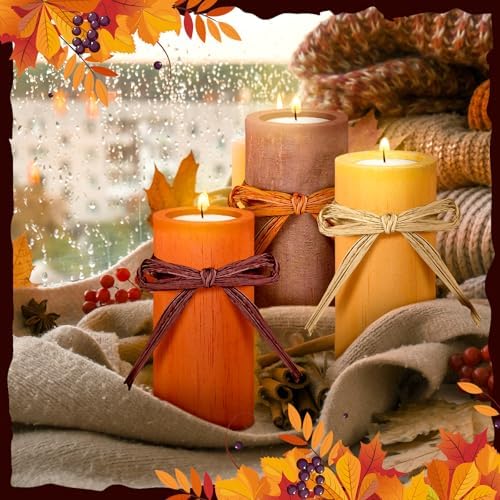 MTLEE 3 Pcs Fall Wood Candle Holders Fall Style, Soy Wax Tea Light - Image 5