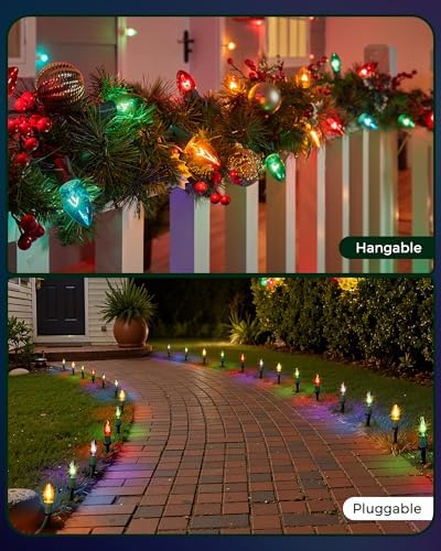 Christmas Pathway Lights Outdoor,51.4 Ft C9 Lights with 40 Multicolor Bulbs - Image 5