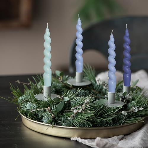 Smokeless Short Candles Gradient Blue Twisted Taper Candles 7.5 Inch Unscented Cute Candlesticks Handmade Spiral Candles for Romantic Dinner Women's Holiday Gifts - Image 6